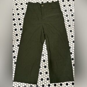 Maeve “The Colette Magic Fabric Crop Wide-Leg Pants” color Dried Fern